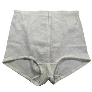 Vintage Floral Control Brief Panty Style Girdle Shaper Boy Legs Cream Size Large